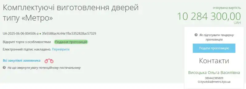 Київське метро оновлює двері: вартість одного комплекту перевищує 34 тисячі гривень